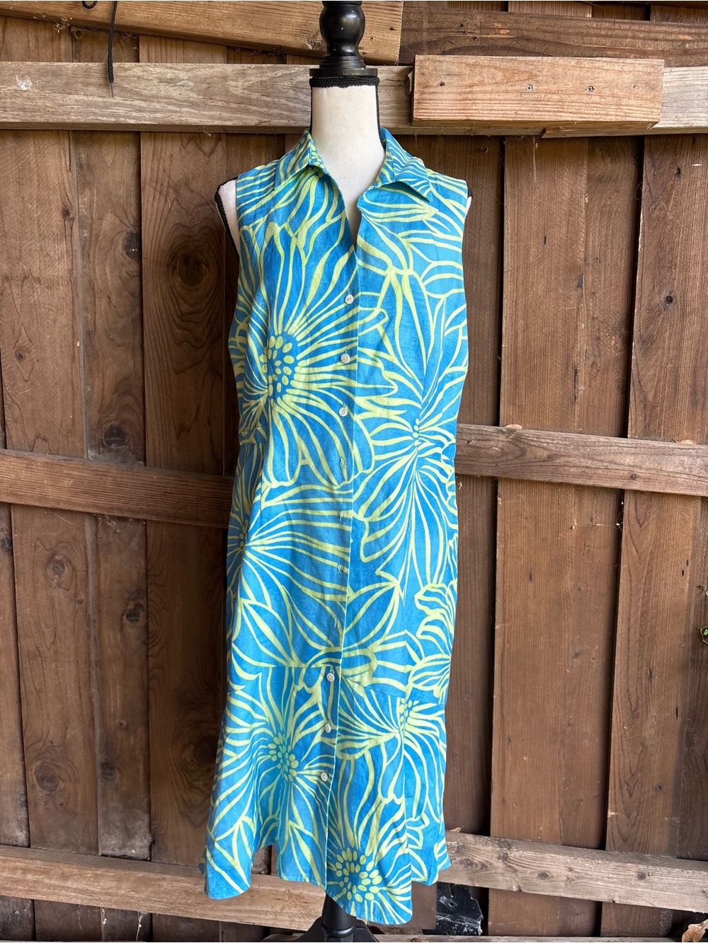 Vintage Barry Brocken Groovy Retro Floral Doodle Midi Dress